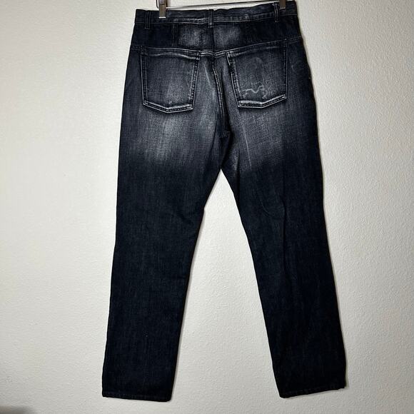 Yves Saintt Laurent Jeans Sz 50 US 16 100% Cotton Black Distressed Straight Leg - Picture 6 of 10